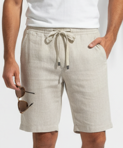 Bermuda Masculina de Linho Bege Claro