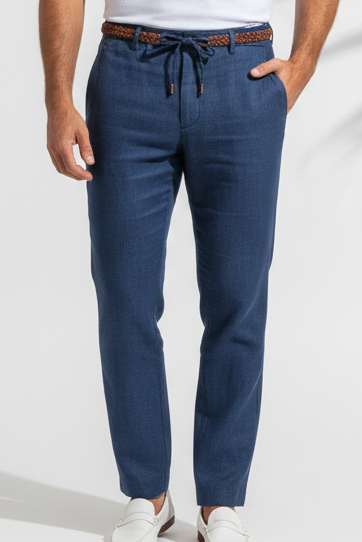 Calça-Masculina-de-Linho-Azul-Marinho