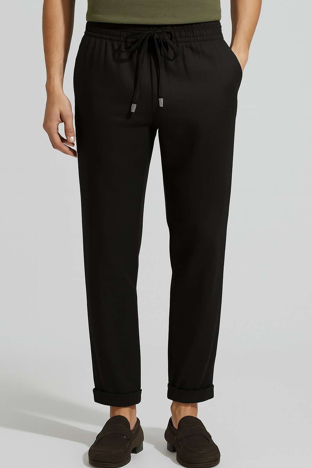 Calça-Masculina-de-Linho-Preta-frente