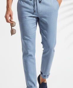 Calça Masculina de Linho Azul Sereno