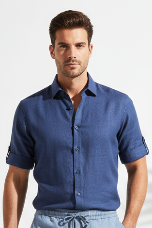 Camisa-de-Linho-Azul-Marinho