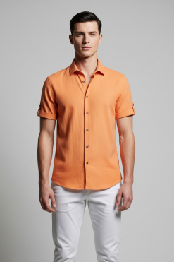 Camisa de Linho Masculina com Viscose Papaya