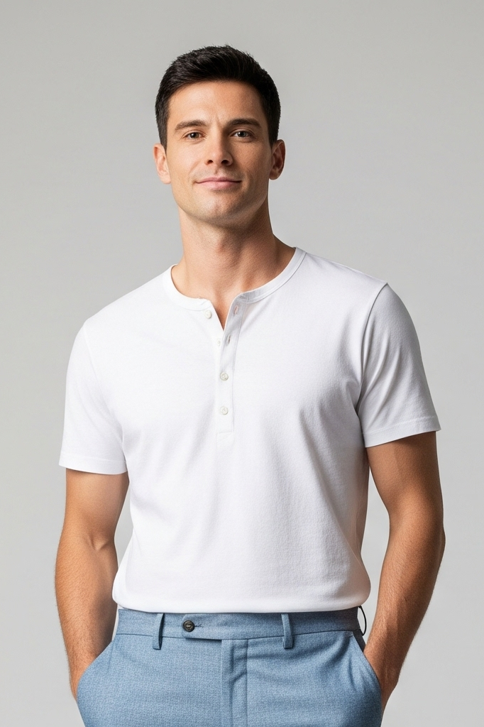 Camiseta-Gola-Henley-de-Algodão-Egípcio-Branca