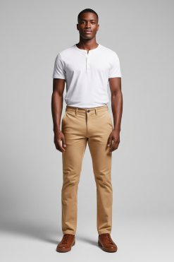 Calça de Algodão Masculina com Elastano Caramelo Claro