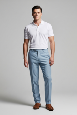 Calça Masculina de Tencel com Linho Azul Calmaria
